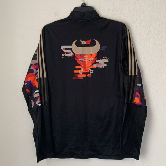 Adidas Men’s Black Red Graphic Zip Full Pockets Lightweight Jacket Size S - Picture 3 of 10